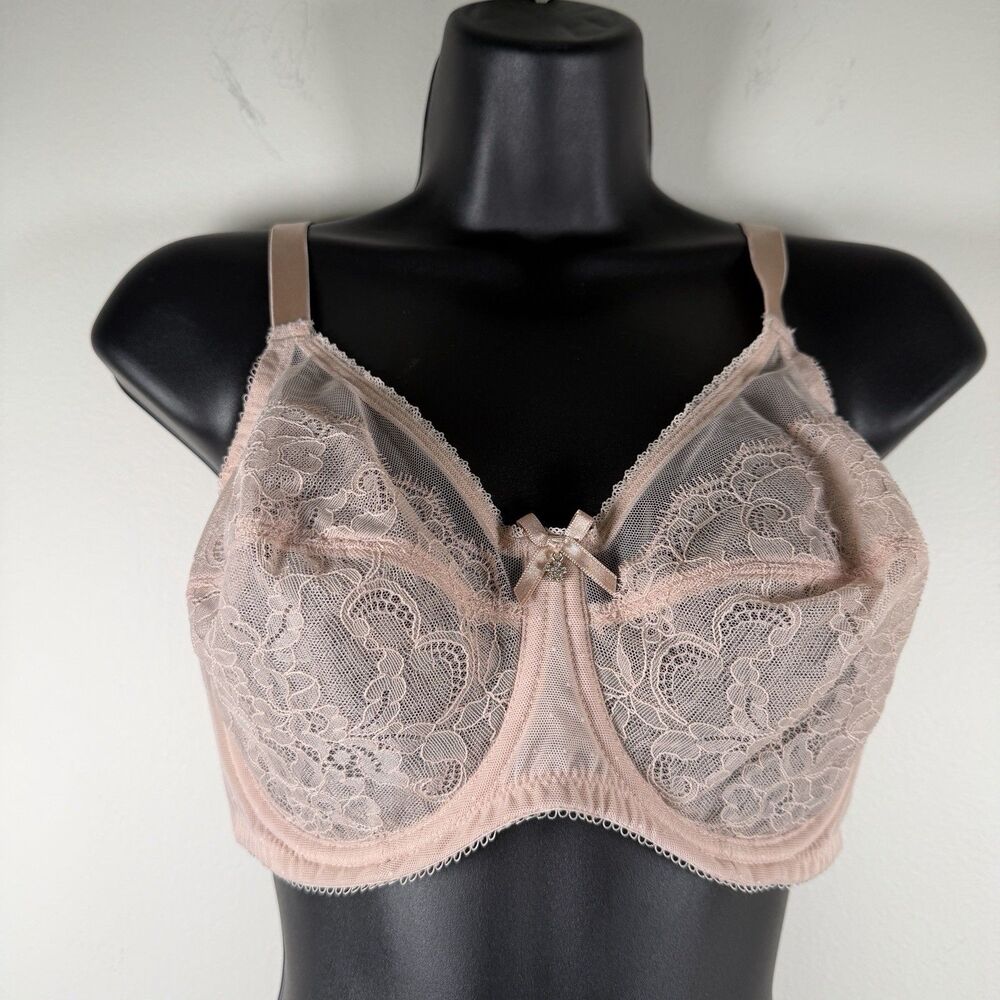 Wacoal Retro Chic Full Figure Bra 36D Pink Lace Underwire 855186